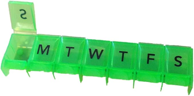 APEX 7-Day Push-to-Open Pill Organizer, 1x Per Day (Green)