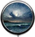 Sea Wave Pattern Cute Pill Box/Pill case-Round Pill Box/case- Three-Compartment Pill Box/Pill case