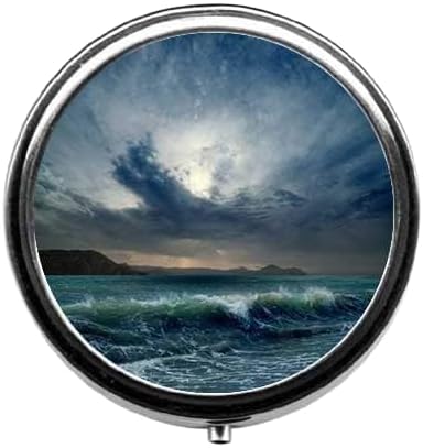 Sea Wave Pattern Cute Pill Box/Pill case-Round Pill Box/case- Three-Compartment Pill Box/Pill case