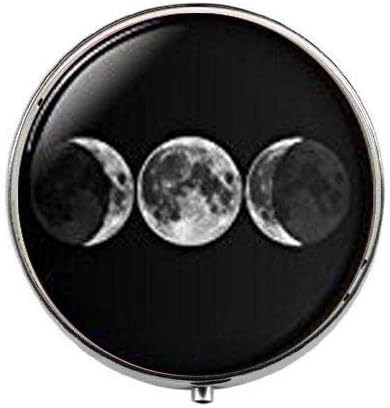 XLPING Triple Moon Witches Moon Goddess 3-Compartment Glass Candy Pill Box