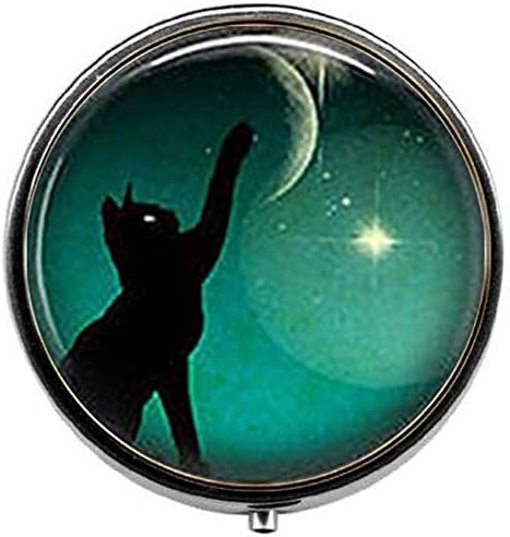 Beautiful Black Cat Moon Photo Pill Box Candy Box Art Nouveau Beautiful Gifts