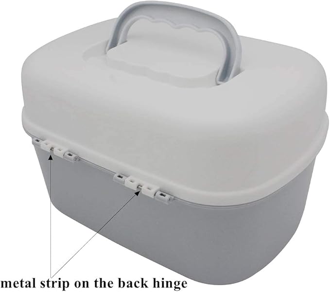 BangQiao Plastic First Aid Storage Box Container Bin with Removable Tray and Portable Handle, Family Emergency Medicine Kit Case Organizer, White&Gray