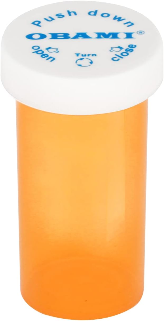 Plastic Medicine Pill Bottles with Child Resistant Caps - Push Down and Turn - Prescription Vial, Medicine Container, Pill Cases Dispenser Organizers (12pcs, 30 Dram)