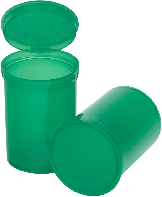 Multi-Use Airtight Empty Pill Bottles with Hinged Lids, 30 Dram Plastic Bottle Organizer for Supplements, Vitamins & Medicines, 12 Pack (Green Translucent)