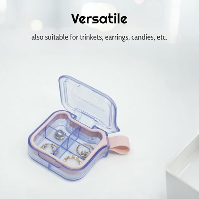 Small Stylish Pill Case, Compact Vitamin Box, Portable Travel Pill Dispenser, 4 Compartments Medications & Supplements Organizer (Yellow)