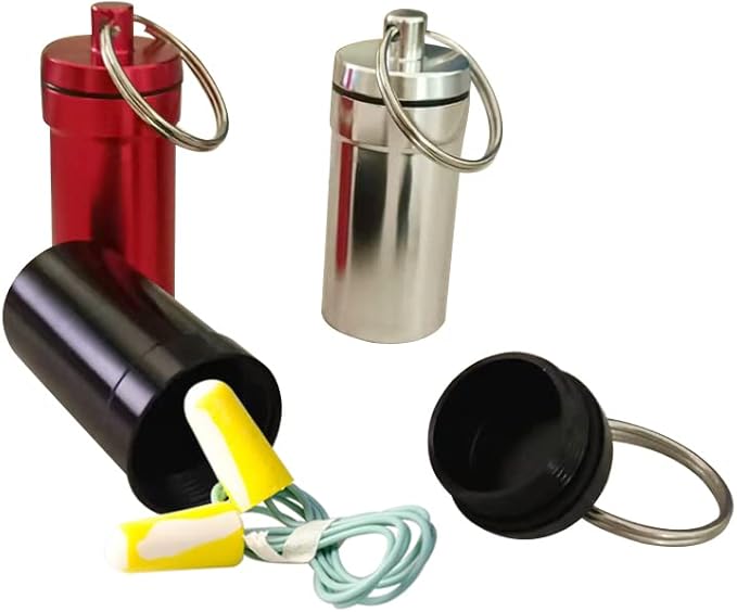 Aluminum Keychain Pill Box with Carabinieri，Air Tight Metal Pill Container，Waterproof Pill Organizers for Outdoor Camping，Travel