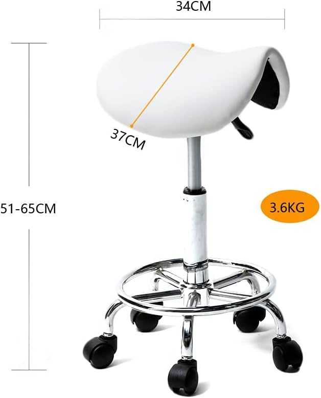 Office Stool, Professional 360° Rotation, Adjustable Height Saddle Stool for Massage Salon Kitchen Office Clinique Pub Sewing Painter Piano/White