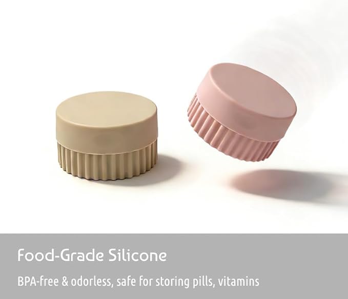 4pc Soft Silicone Pill Organizer, Small Compact Pill Case for Purse, Portable Jewelry Holder, Color-Coded Medicine & Vitamin Box