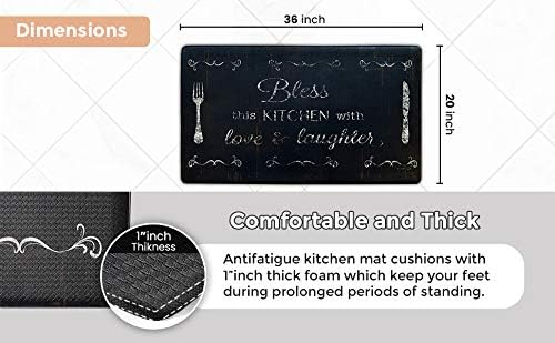 J&V TEXTILES Anti Fatigue Kitchen Mat - Kitchen Mat Cushioned Anti Fatigue, Kitchen Floor Mats Cushioned, Non Slip Waterproof Mat Standing Desk, 20x36x1/2 inches (Vino)