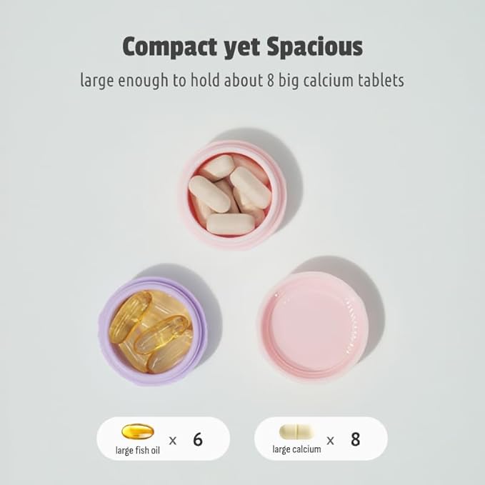 4pc Small Discreet Pill Organizer for Purse & Pocket, Cute Macaron Shaped Pill Case, Lightweight Daily Vitamin Box, Funny Airtight Moistureproof Medicine Container