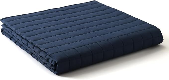 YnM Cotton King Size Weighted Blanket for Adults (88x104 Inches, 30 Pounds, Navy), Smallest Compartments with Cooling Glass Beads,Heavy Blanket for Two Persons of 140~240lbs on Queen or King Bed