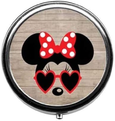 Cartoon Bow Little Mouse Pattern Cute Pill Box/Pill case-Round Pill Box/case- Three-Compartment Pill Box/Pill case …