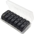 Portable Pill Organizer for Travel, 7-Day Pill Case with 14 Compartments, Pill Holder for Vitamins & Medication, Leak-Proof & Compact Design (White Shell with Black Grid, 1PC)