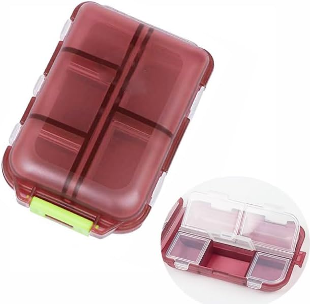 10 Compartment Pill Organizer Case, Travel Daily Medicine Pill Box Reminder, Small Size Weekly Viatamin Dispenser Container for Medication, Supplement, Cod Liver Oil, Capsules, Calcium Tablet