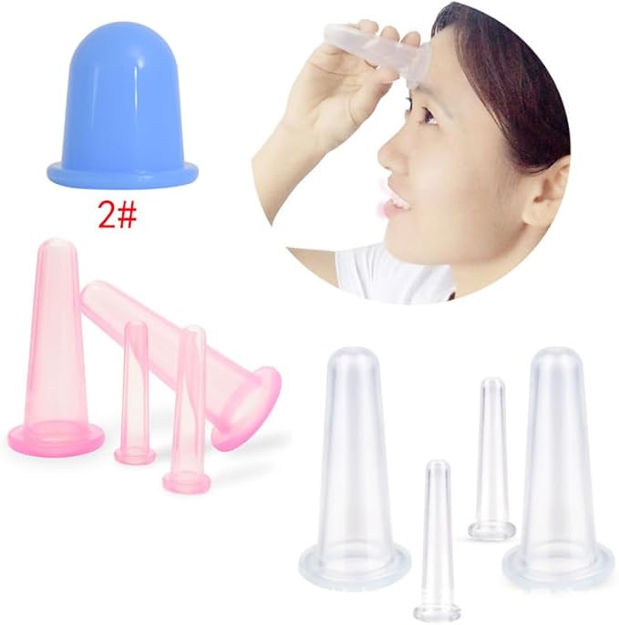 BWESOO 4Pcs Massage Cupping Set Silicone Mini Facial Cups Face Massager Helper Skin Care Neck Back Eyes Massaging Cup Safe to Use, Don't Worry About Burns Health Care Products (Pink)