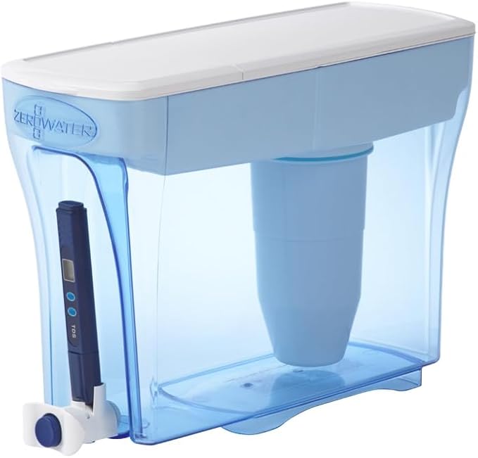 ZeroWater 23-Cup Dispenser Ready-Pour 5-Stage Water Filter with 0 TDS Water Filter – IAPMO Certified to Reduce Lead, Chromium, and PFOA/PFOS
