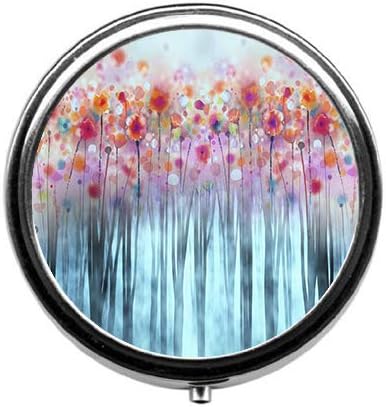 Abstract Hand Drawn Beautiful Flowers Cute Pill Box/Pill case-Round Pill Box/case- Three-Compartment Pill Box/Pill case
