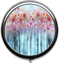 Abstract Hand Drawn Beautiful Flowers Cute Pill Box/Pill case-Round Pill Box/case- Three-Compartment Pill Box/Pill case