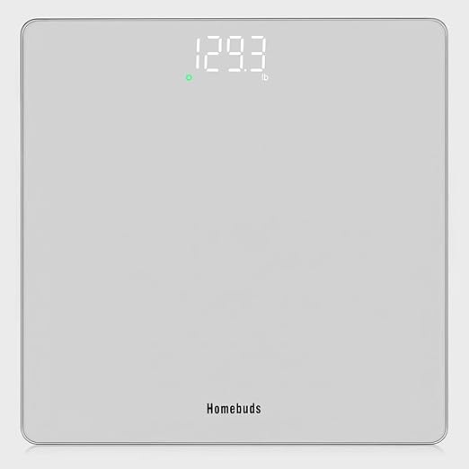 Homebuds Bathroom Scale for Body Weight, Precision 0.1lb by Our Professional Factory Since 2001, Weight Scale LED Display and Step-On, 3*AAA Batteries Included, 400lb/182kg, Silver