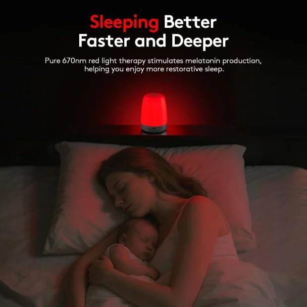 Baby Red-Light Night Light: 670m Red Light Therapy for Sleep in Bedroom & Nursery - Stimulates Melatonin Production for Deeper Sleep for Adults & Kids (White)