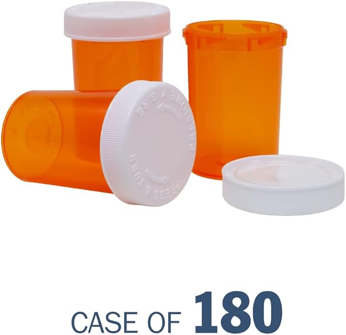 EZY DOSE 30 Dram Pill, Medicine & Vitamin Storage Vials, Child-Resistant Caps, Portable, Leak-Proof Containers, Ideal for Pills, Supplements, Capsules, Case of 125