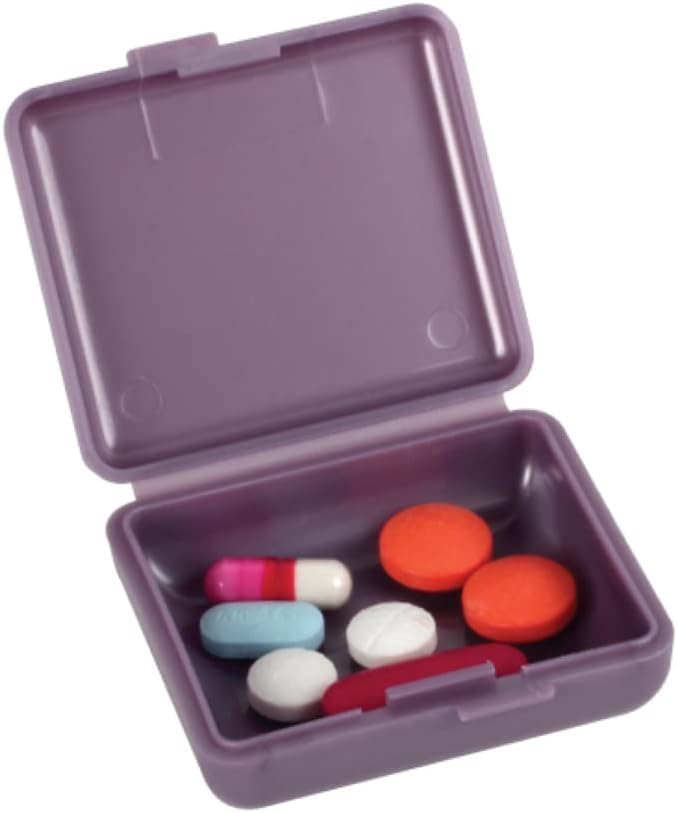 EZY DOSE Daily Travel Pocket Pharmacy Pill Organizer, Small Vitamin Organizer, Compact Medicine Container, Travel Friendly, Portable Pill Box, Colors May Vary, 2-Pack, BPA Free