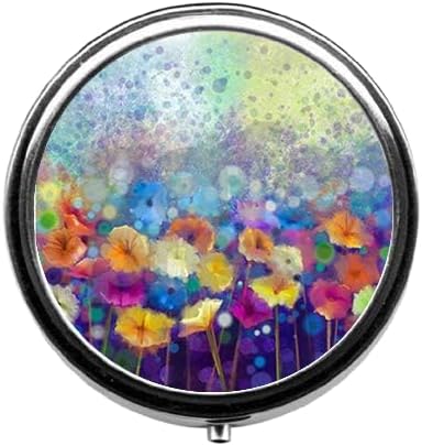 Watercolor Painting Flowers Cute Pill Box/Pill case-Round Pill Box/case- Three-Compartment Pill Box/Pill case …