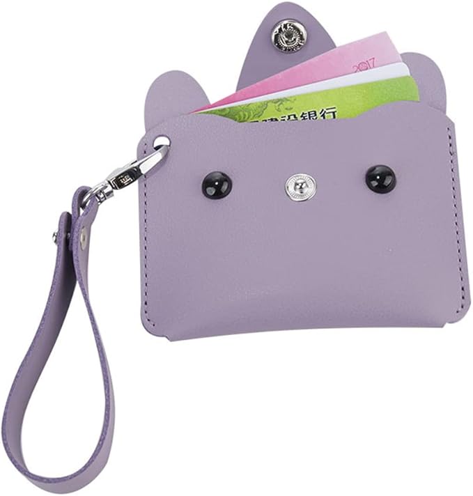 Birth Control Pill Case/Wallet PU Leather Medicine Holder Cat (Purple)