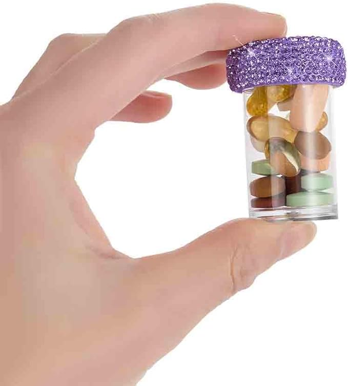 Bling Diamond Portable Waterproof Pill Case Medicine Dispenser Bottle Storage for Outdoor Camping Travel (Purple)