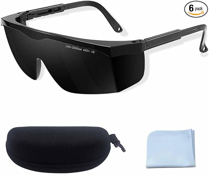 IPL190nm to 2000nm Laser Safety Glasses , UV Blocking Laser Glasses Eye Protection Protective Goggles Eyewear for Hair Removal Treatment and Laser Cosmetology Operator Eye Protection Adjustable Temple