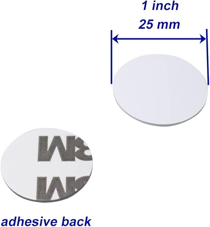ETEKJOY 100 PCS 125KHz RFID Sticker Coin Adhesive Back Proximity ID Card Token Key Tag Keypad Card for Entry Access Control System Electronic Cabinet Door Lock, Dia 1 inch, Read Only,