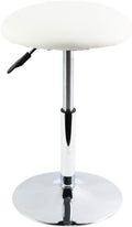 FURWOO Round Vanity Chair Height Adjustable Mini Bar Stool for Salon Spa Small White PU Leather