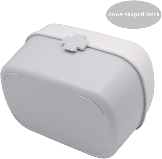 BangQiao Plastic First Aid Storage Box Container Bin with Removable Tray and Portable Handle, Family Emergency Medicine Kit Case Organizer, White&Gray