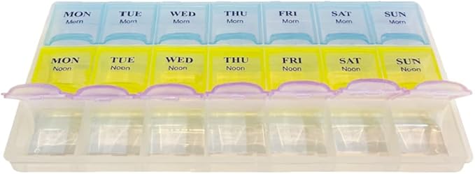 Weekly Pill Organizer with Snap Lids |7-Day Morn/NOON/Night |for Pills, Vitamin.