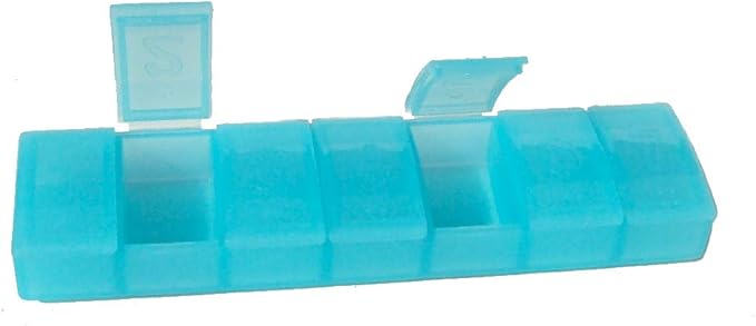 Tupperware Gadget 7 Day Pill Keeper Divided Storage Container Organizer Sheer Aqua Blue
