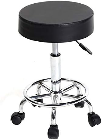 Layee Rolling Stool Ergonomic Swivel Adjustable Hydraulic Drafting Salon Massage Spa Stool with Comfortable Larger Cushioned Seat, Black
