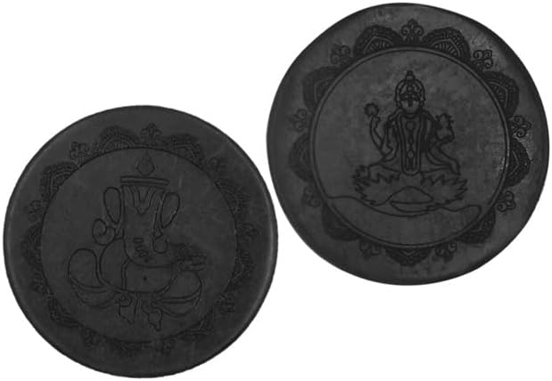 Shungite Stone Sticker | Protection for Cellphone, Laptop, Ipad and Electronic Devices | Laxmi Ganesha Pair | Festive Gifting (Pack of 2)
