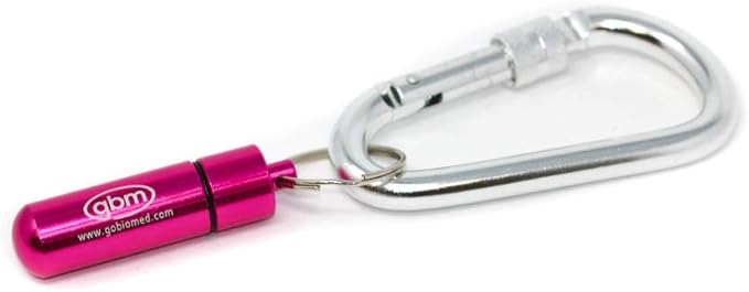 GBM Med Secure Pill Keychain with Locking Carabiner (Pink)