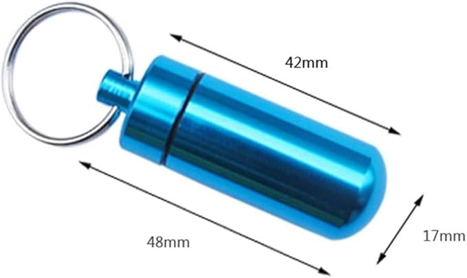 Purple Pill Organizer Mini Pill Box, Metal Pill Box Emergency Medicine Drug Box Tank with Keychain Case Stainless Steel for Outdoor Travel Waterproof Case Outdoor Camping Hiking Traveling Pill Organiz