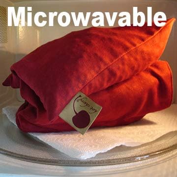 Double Square Red Ultra Suede, Cherry Pit-Stone Pillow, Microwavable Hot/Cold Compress, Sustainable Heating Pad, Moist Heat, Muscle Joint Pain Relief