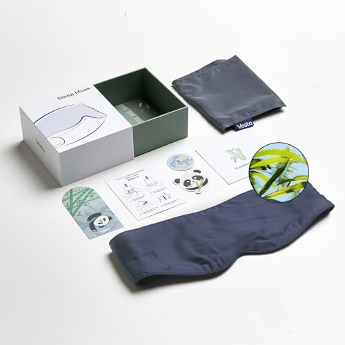 Vesta 100% Bamboo Viscose Sleep Mask, Silky Soft, Adjustable, Full-Size for Total Blackout, Perfect for Sleep, Travel & Nap, Includes Travel Bag and Gift Box (Pacific Blue, Pack of 1)