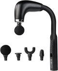 Deep Tissue Massage Gun for Back & Full Body – Long Handle Percussion Muscle Massager with 4 Replaceable Heads, Adjustable Speeds & Quiet Motor – Relieve Muscle Pain, Soreness & Stiffness (Black)