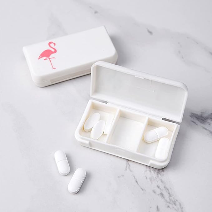 Daily Pill Box Case Waterproof Medicine Organizer Vitamin Holder Mini Pill Medicine Container for Travel Use -3 Compartments-Pineapple