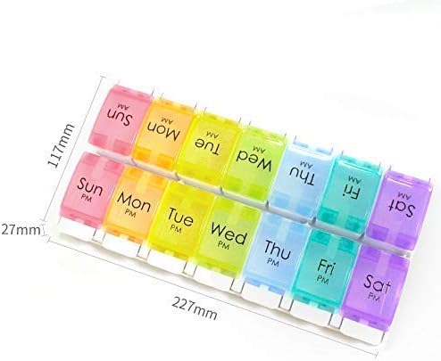 Renoir Weekly 7-Day AM/PM Push Button Pill Organizer Planner- Arthritis Friendly