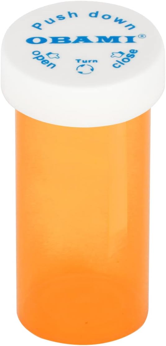 Plastic Medicine Pill Bottles with Child Resistant Caps - Push Down and Turn - Prescription Vial, Medicine Container, Pill Cases Dispenser Organizers (12pcs, 8 Dram)