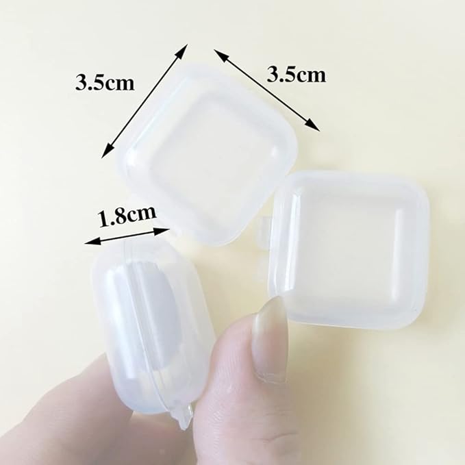 10 Pcs Mini Clear Plastic Boxes Transparent Pills Case Square Jewelry Bead Containers Empty Earplugs Box for Storage Small Items