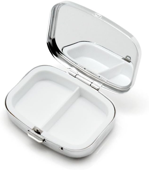 20pcs Sublimation Blank Pill Box Metal Square 2 Compartment Medicine Pill Case,Portable Pocket or Purse Pill Box for DIY Heat Transfer Print