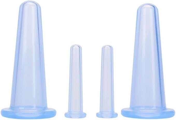 BWESOO 4Pcs Massage Cupping Set Silicone Mini Facial Cups Face Massager Helper Skin Care Neck Back Eyes Massaging Cup Safe to Use, Don't Worry About Burns Health Care Products (Pink)