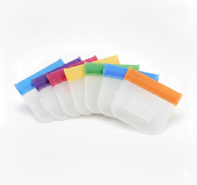 7 Piece Set Zipper Pill Pouch Organizers, Daily Purpose & Travel, Color-Coded Vitamin & Medicine Bags, Air tight Zip, Organize Small Items Bags