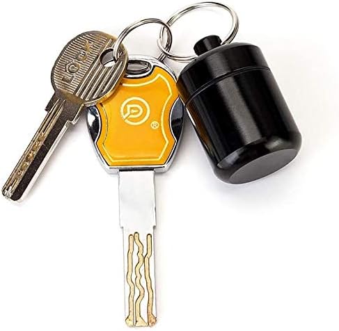 Pill Keychain Holder - Small Pill Box Waterproof Pills Fob Organizer Portable Ring Holder Keychain for Purse (Black 2PCS)